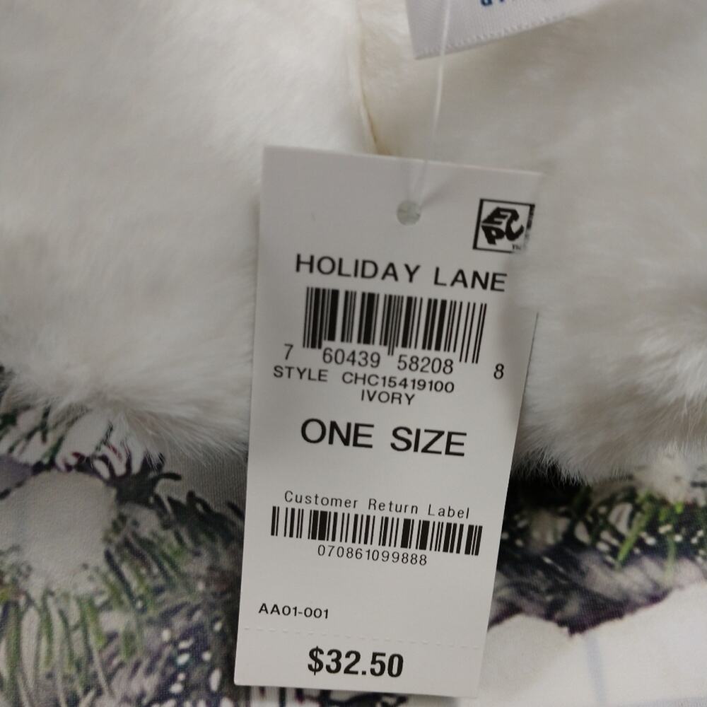 NWT Charter Club Holiday Lane Ivory Reindeer Plaid Antler Earmuffs - Picture 9 of 10